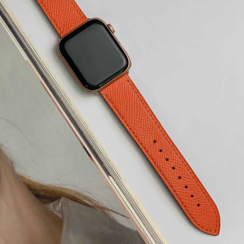 Кожаный ремешок Hermes New Leather для Apple Watch 38/40/41mm Orange